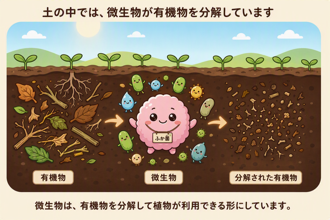 微生物が分解を担う